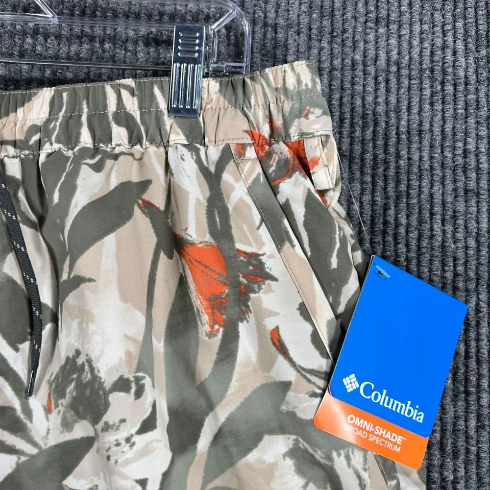 Columbia Summer Dry Shorts Mens Large Green‎ Floral Lined Swim Beach Ocean New